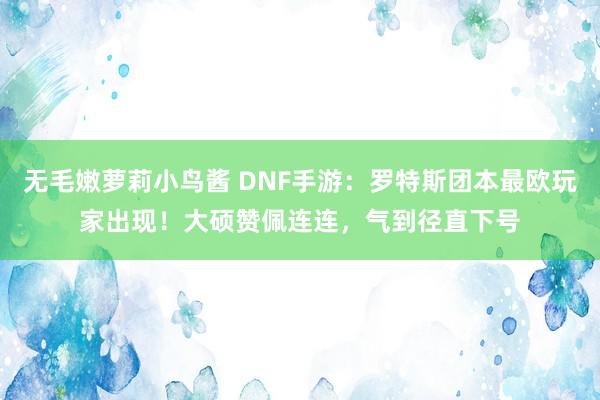 无毛嫩萝莉小鸟酱 DNF手游：罗特斯团本最欧玩家出现！大硕赞佩连连，气到径直下号