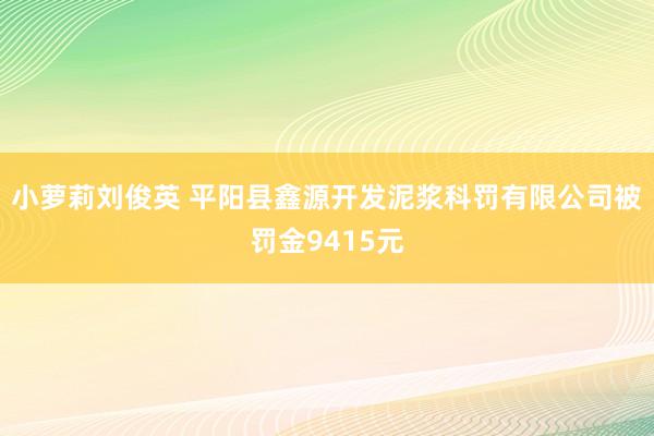 小萝莉刘俊英 平阳县鑫源开发泥浆科罚有限公司被罚金9415元