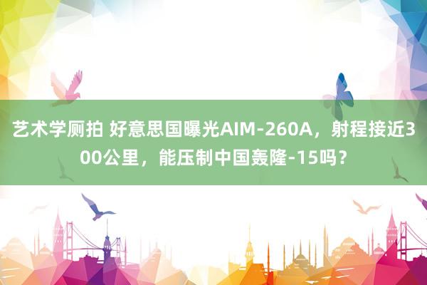 艺术学厕拍 好意思国曝光AIM-260A，射程接近300公里，能压制中国轰隆-15吗？