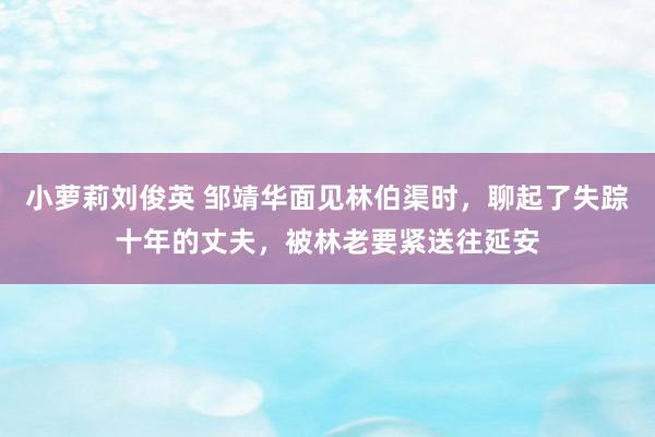 小萝莉刘俊英 邹靖华面见林伯渠时，聊起了失踪十年的丈夫，被林老要紧送往延安