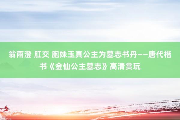 翁雨澄 肛交 胞妹玉真公主为墓志书丹——唐代楷书《金仙公主墓志》高清赏玩